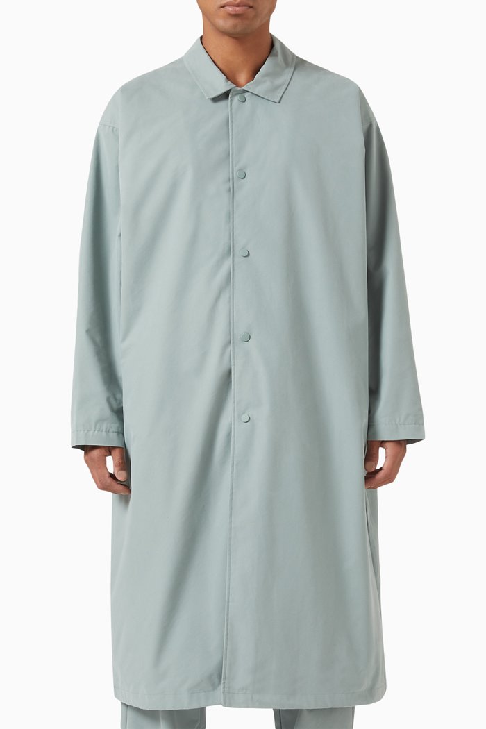 

Long Coat in Cotton Blend, Blue