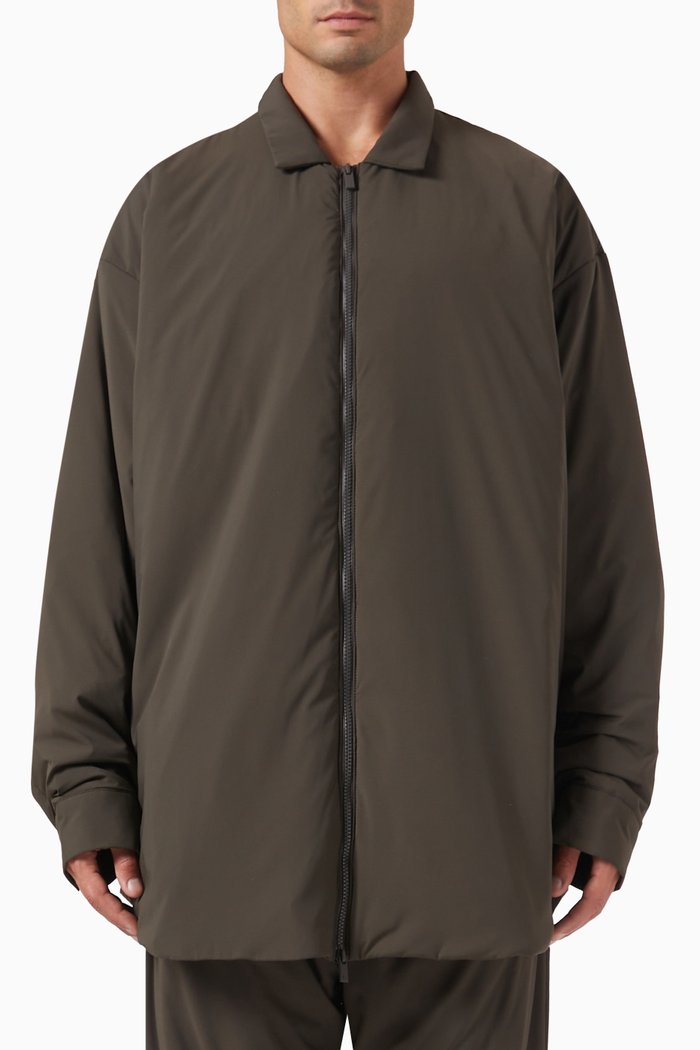 

Filled Shirt Jacket in Woven Nylon, Black