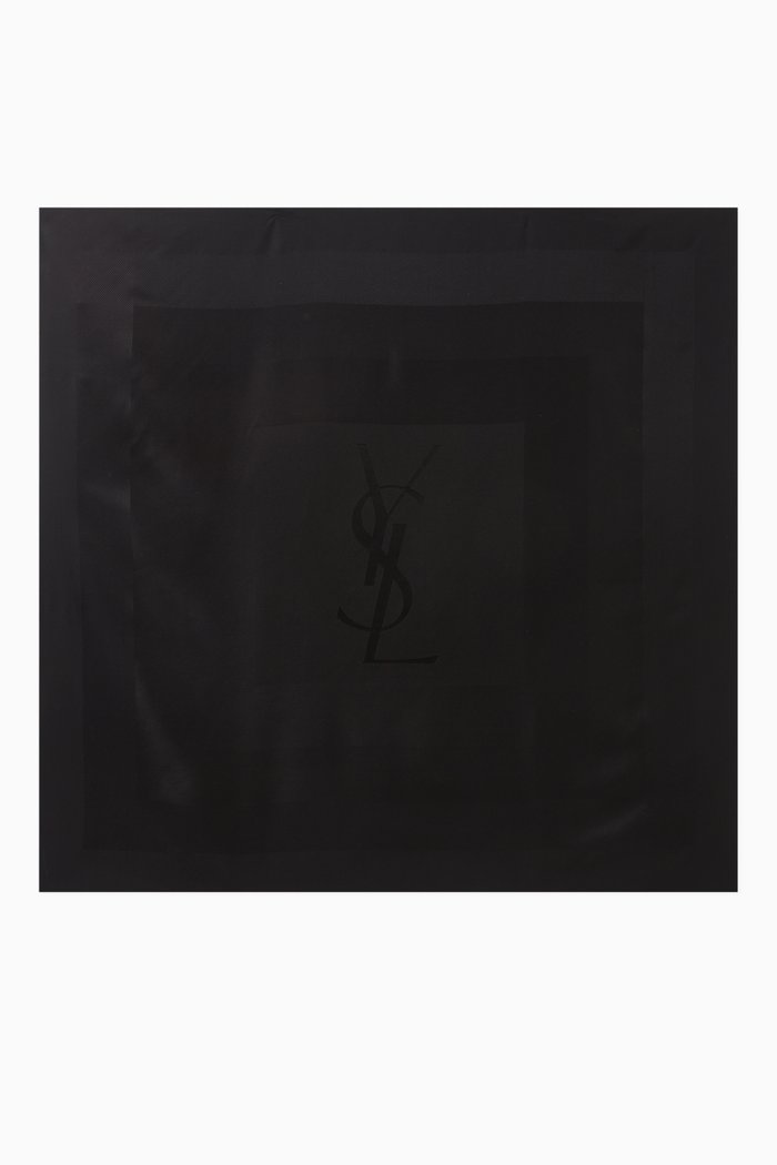 

Square Scarf in Silk Jacquard, Black