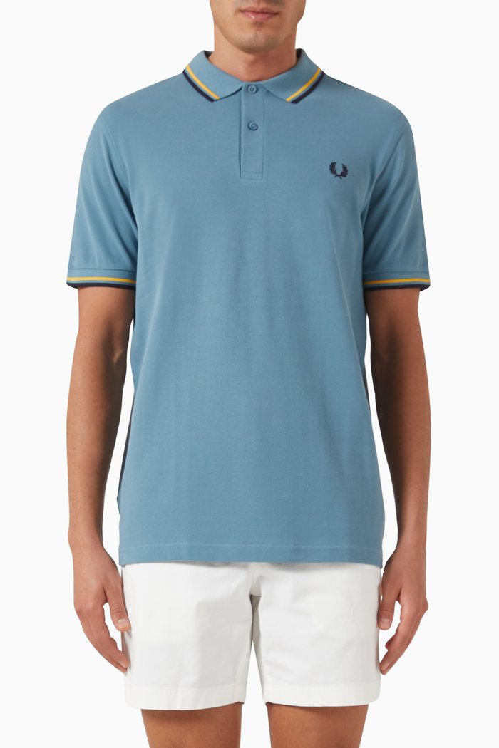 Polo Shirt in Cotton Piqué, Blue