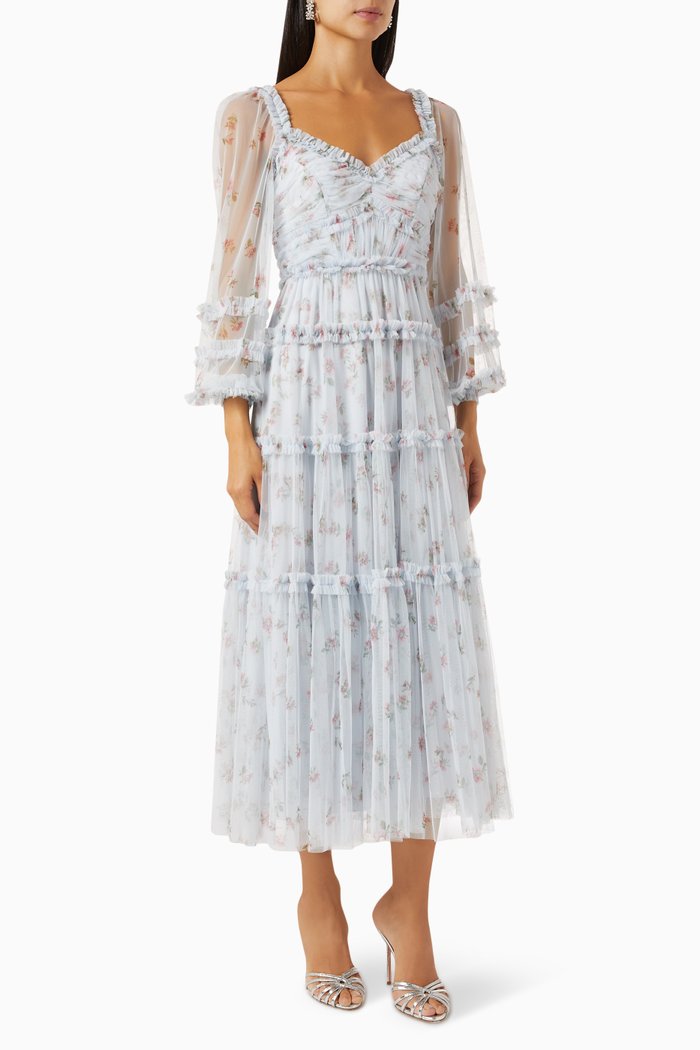 

Scatter Ditsy Ballerina Midi Dress in Tulle, Blue