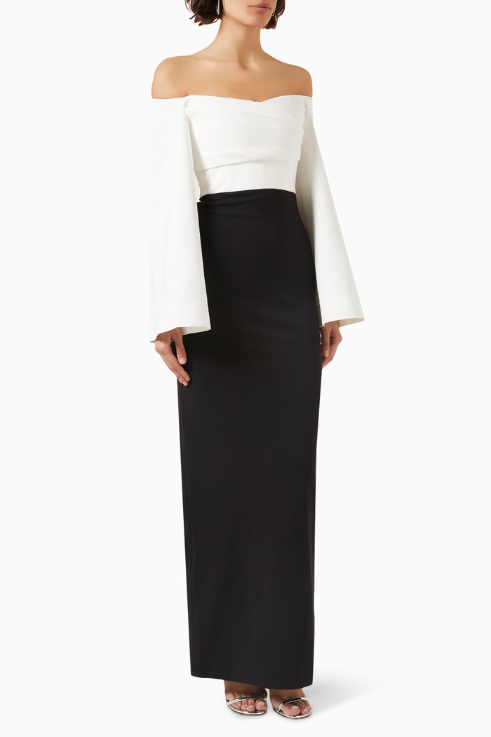 Eliana Maxi Dress in Crepe, Black