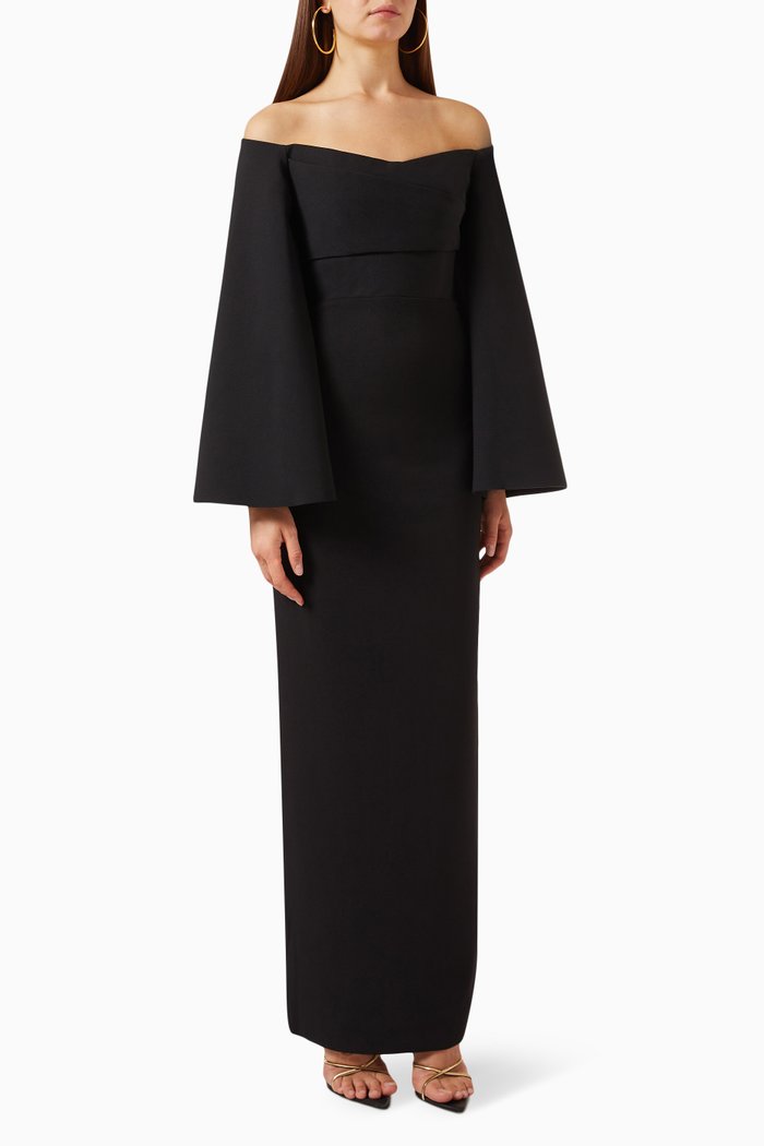 

Eliana Maxi Dress in Crepe, Black