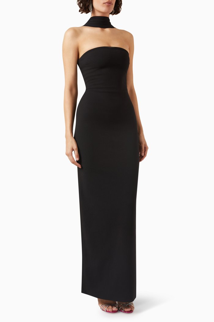 

Amari Maxi Dress in Crepe-knit, Black
