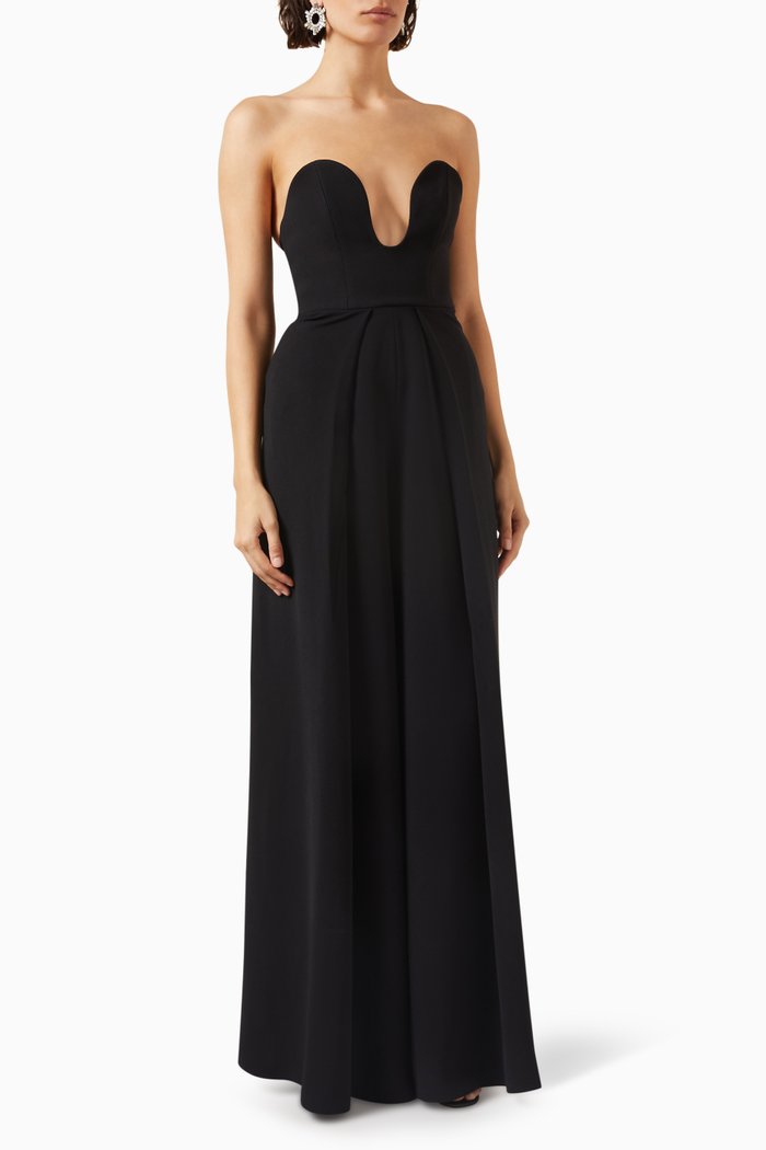 Anelli Wide-leg Jumpsuit in Crepe, Black