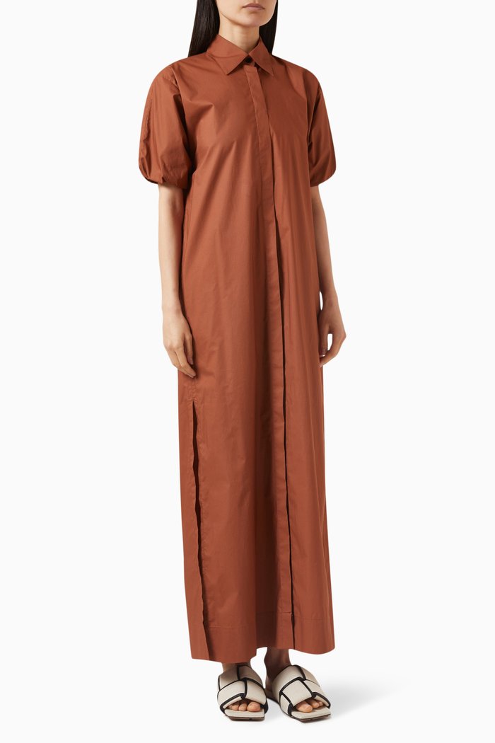 

Collected Maxi Shirt Dress in Organic Cotton, Orange