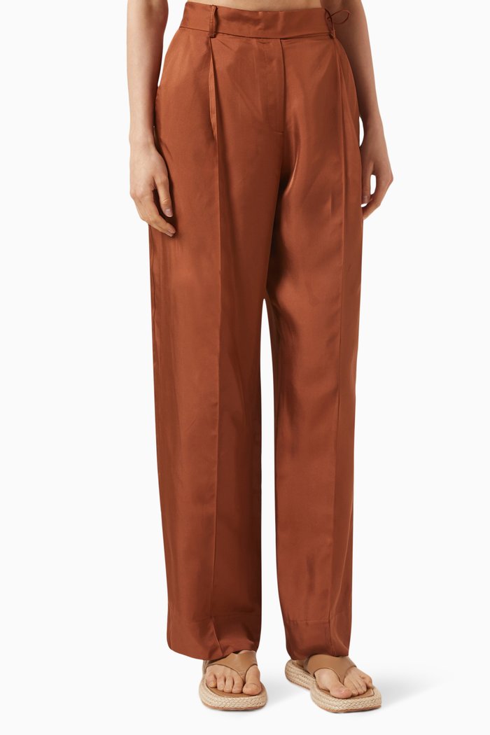

Classico Tie Pants in Silk, Orange