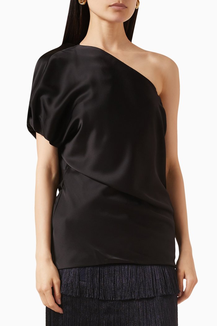 

Mono Drape Top in Double-satin, Black