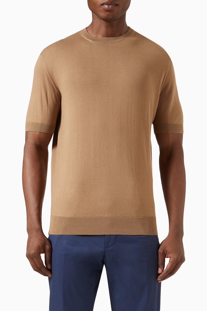 

Premium Short Sleeved T-shirt in Cotton Knit, Neutral