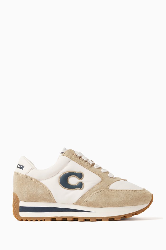 

Runner Sneakers in Leather & Suede, White