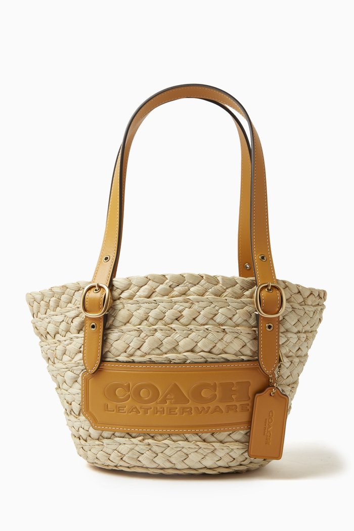 

Structured Tote 16 Bag in Straw, Orange
