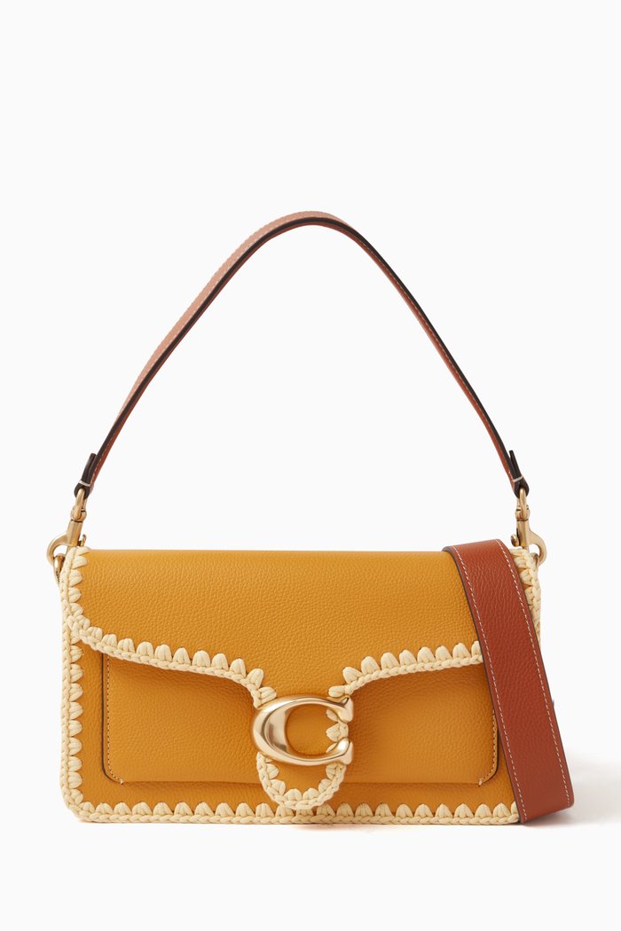 

Tabby 26 Crochet Trim Shoulder Bag in Pebbled Leather, Yellow