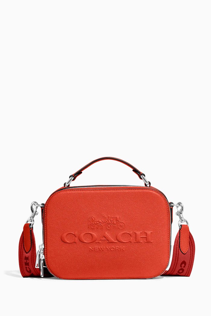 

Top Handle Crossbody Bag in Crossgrain Leather, Orange
