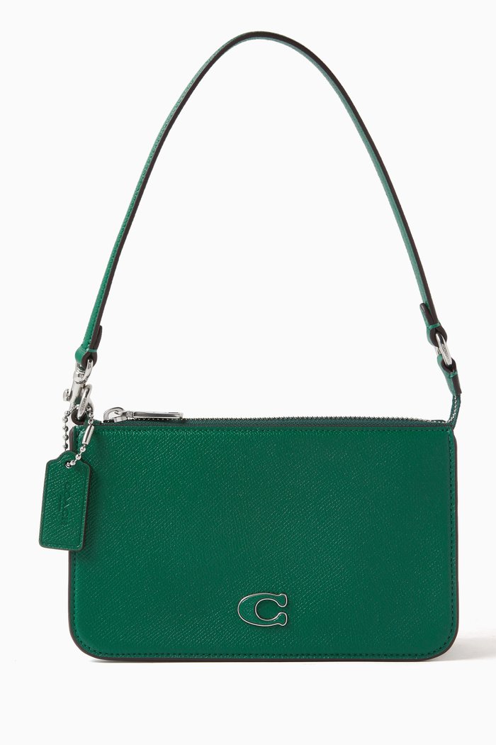

Pouch Bag in Crossgrain Leather, Green