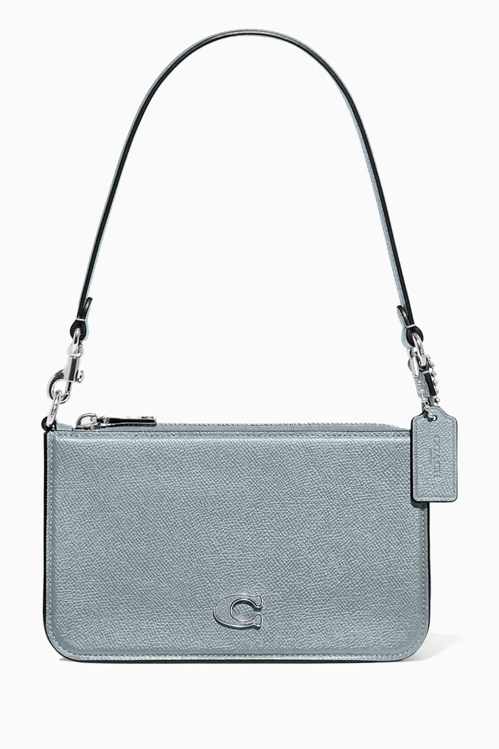 

Pouch Bag in Crossgrain Leather, Grey