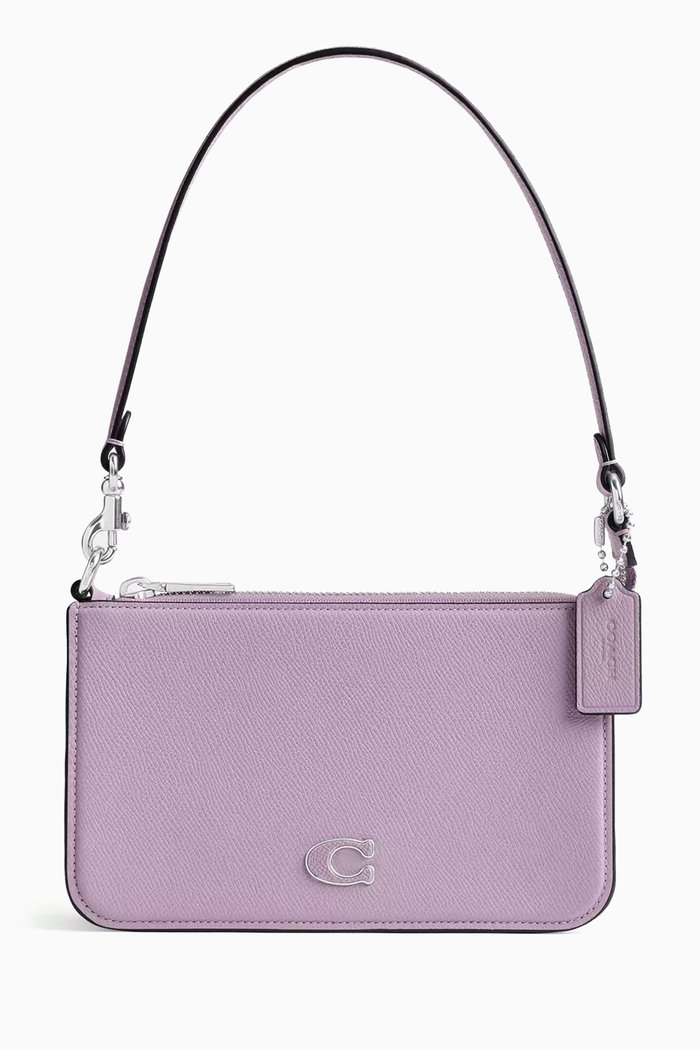 

Pouch Bag in Crossgrain Leather, Purple