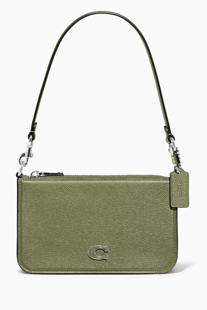 

Pouch Bag in Crossgrain Leather, Green