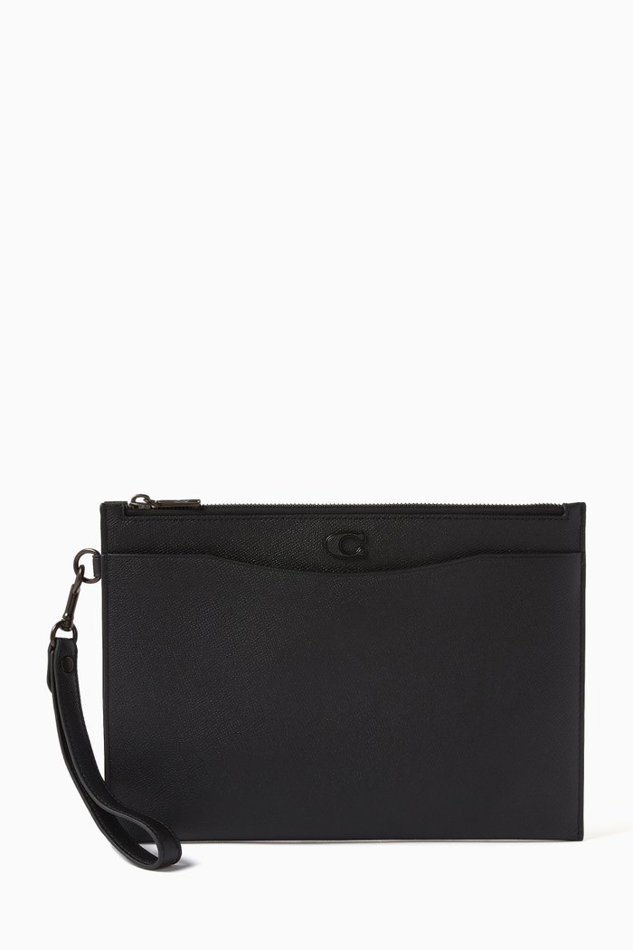 

Pouch Wristlet in Crossgrain Leather, Black