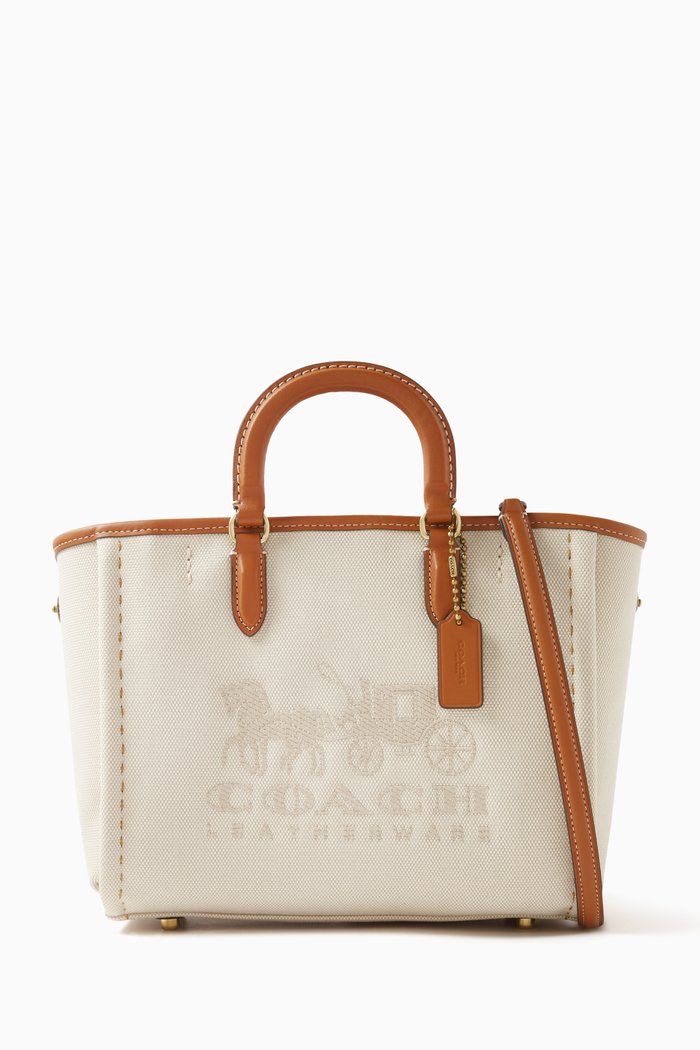 

Reese Tote 28 Bag in Canvas & Glovetanned Leather, Neutral