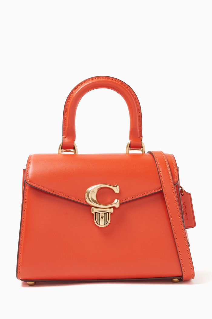 Sammy Top-handle Bag in Leather, Orange