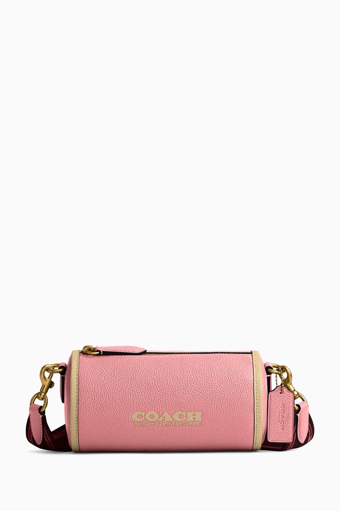 

Orion Barrel Crossbody Bag in Leather, Pink