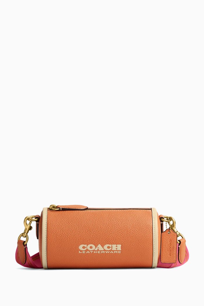 

Orion Barrel Crossbody Bag in Leather, Orange
