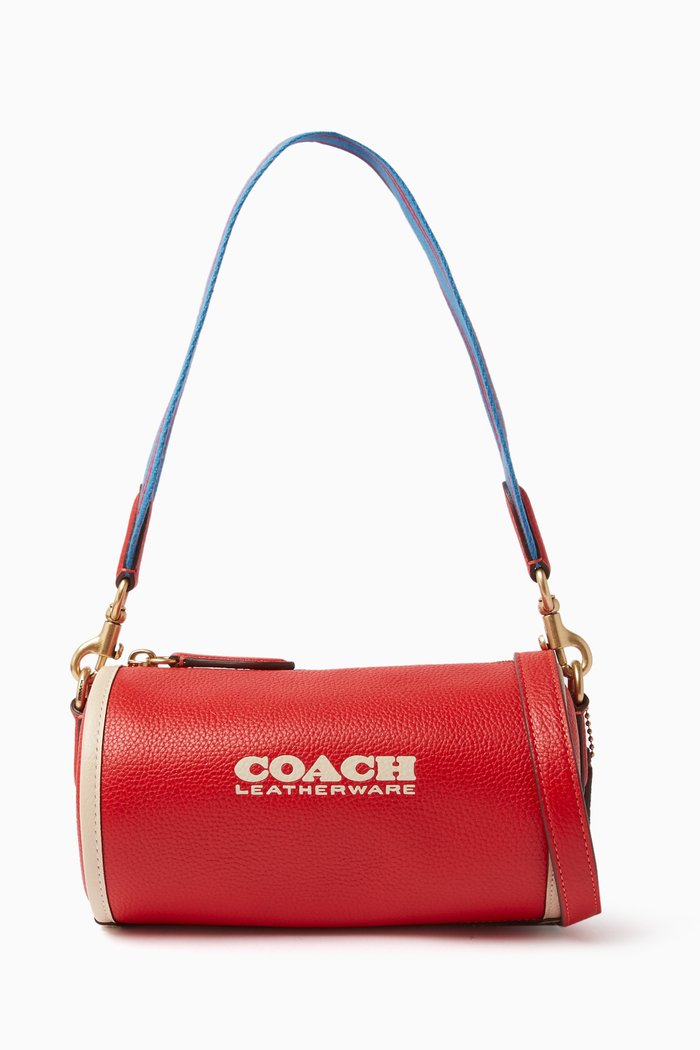 

Orion Barrel Crossbody Bag in Leather, Red