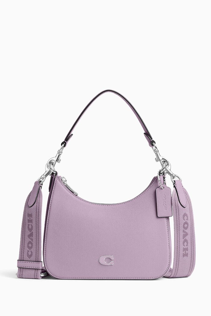 

Hobo Crossbody Bag in Crossgrain Leather, Purple