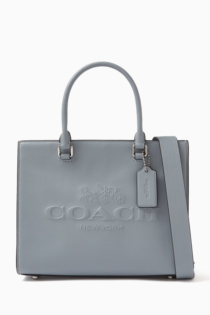 

Logo Tote Bag in Crossgrain Leather, Grey