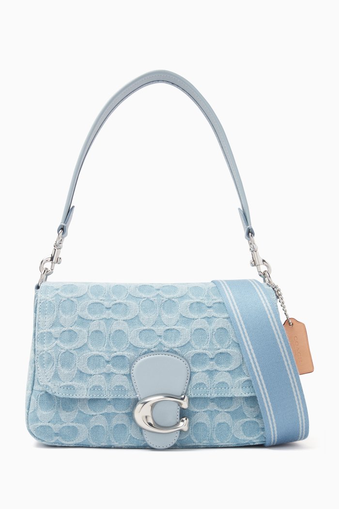 

Soft Tabby Shoulder Bag in Signature Logo Denim, Blue