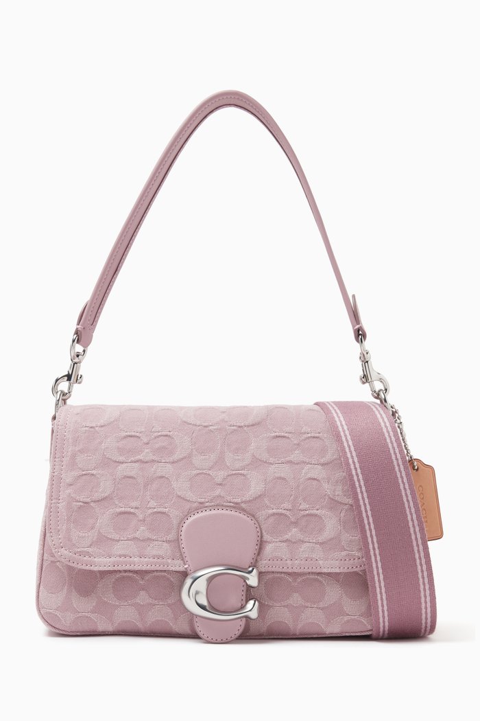 

Soft Tabby Shoulder Bag in Signature Logo Denim, Purple