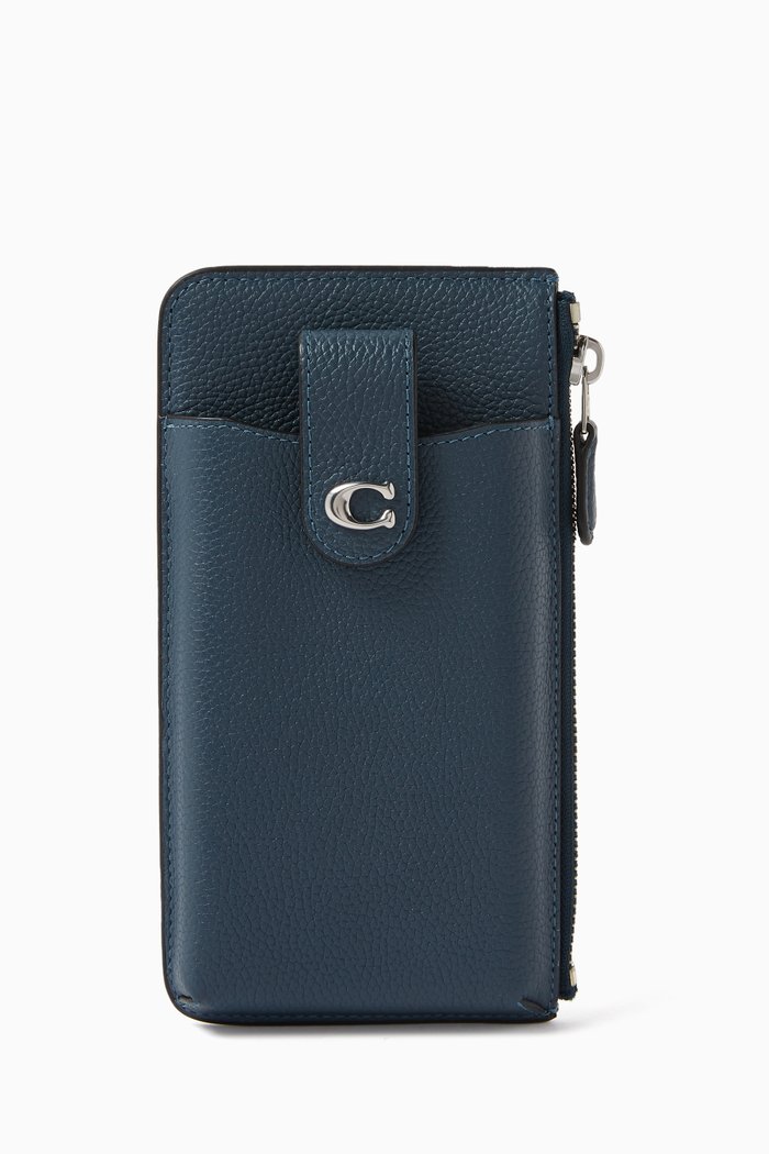 

Essential Phone Wallet in Pebble Leather, Blue