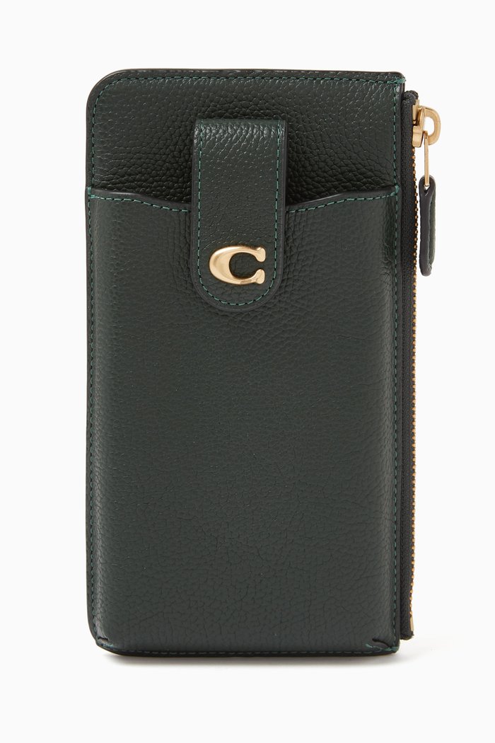 

Essential Phone Wallet in Pebble Leather, Green