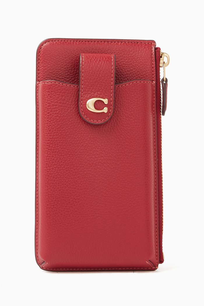 Essential Phone Wallet in Pebble Leather, Red