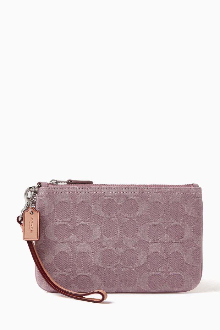 

Small Wristlet in Washed Monogram Denim, Purple