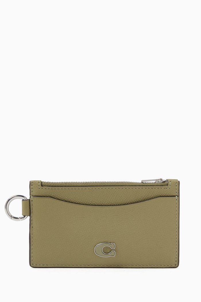 

Zippered Card Case in Leather, Green