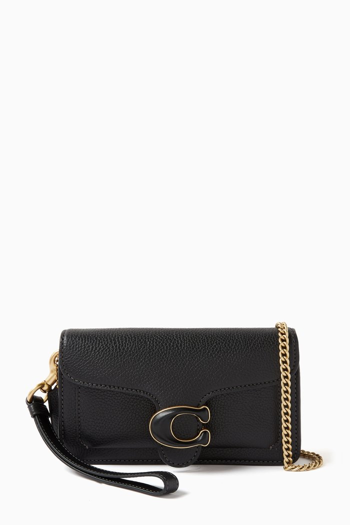 

Tabby Wristlet Bag in Pebbled Leather, Black