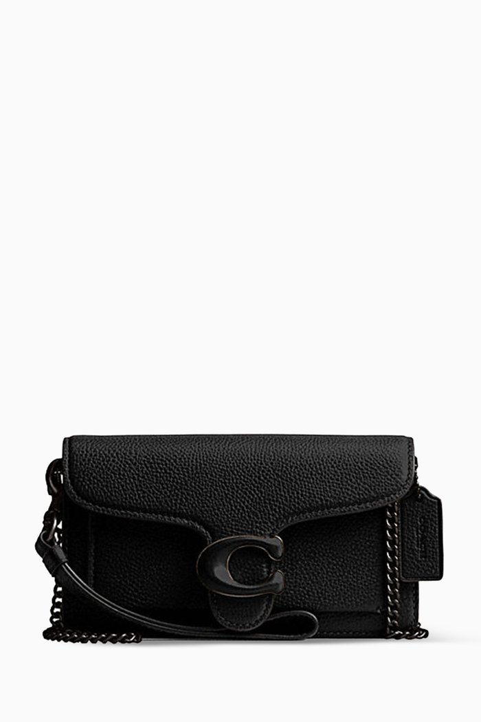 

Tabby Wristlet Bag in Polished Pebbled Leather, Black