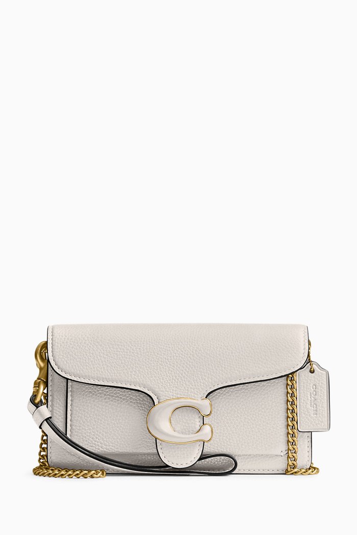 

Tabby Wristlet Bag in Polished Pebbled Leather, White