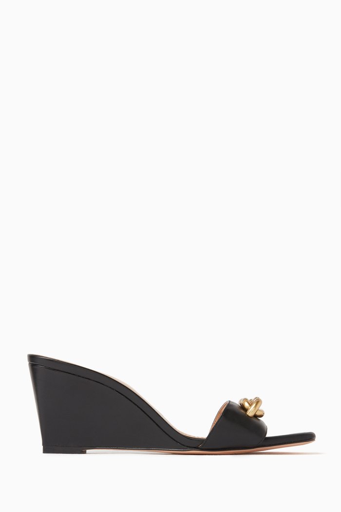 

Elsie Wedge Sandals in Leather, Black