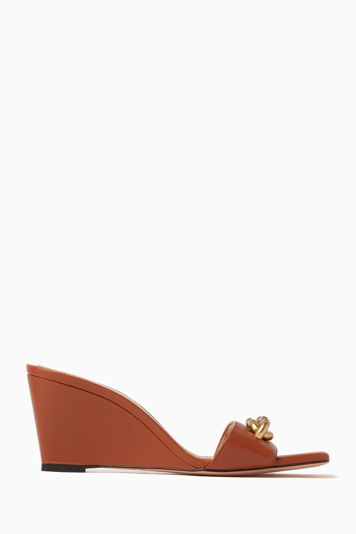 

Elsie Wedge Sandals in Leather, Brown