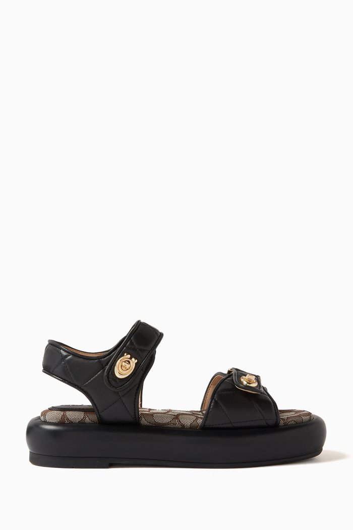 

Peyton Signature-jacquard Quilted Sandals in Leather, Black