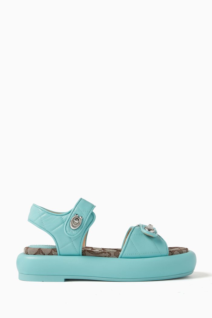 

Peyton Signature-jacquard Quilted Sandals in Leather, Blue