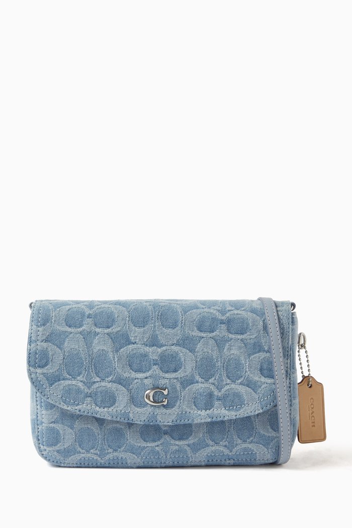 

Hayden Crossbody Bag in Washed Monogram Denim, Blue