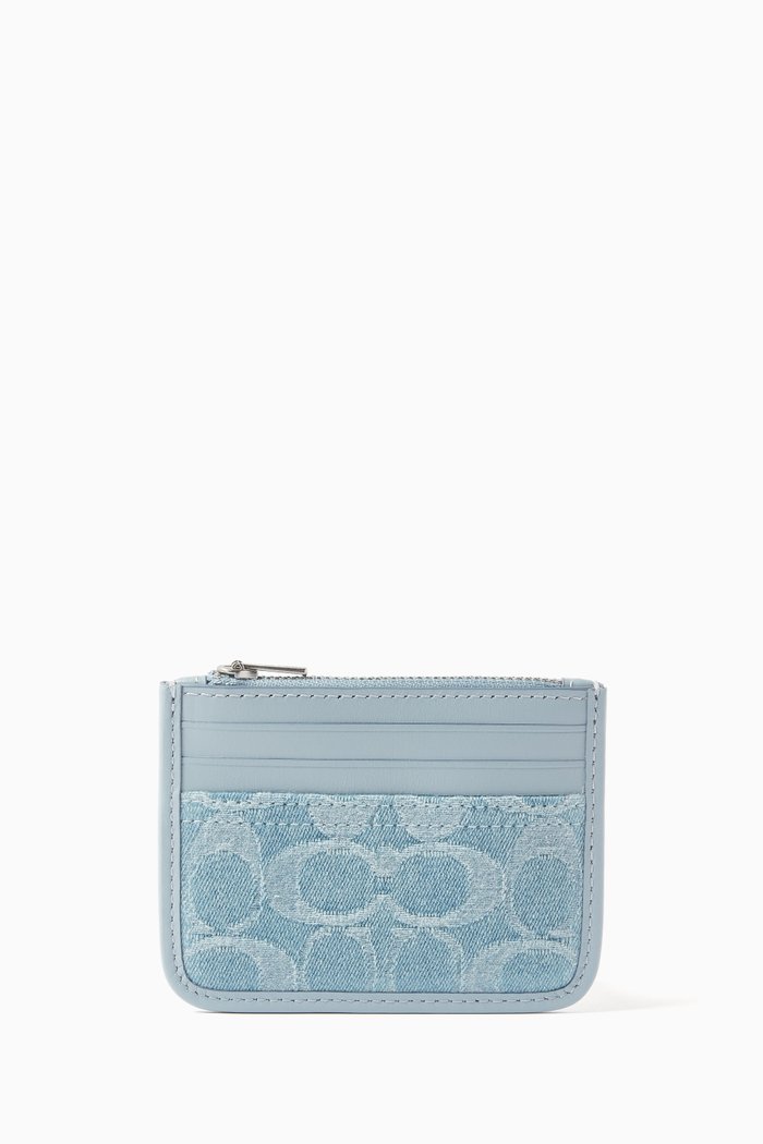 

Zip Card Case In Signature Denim, Blue