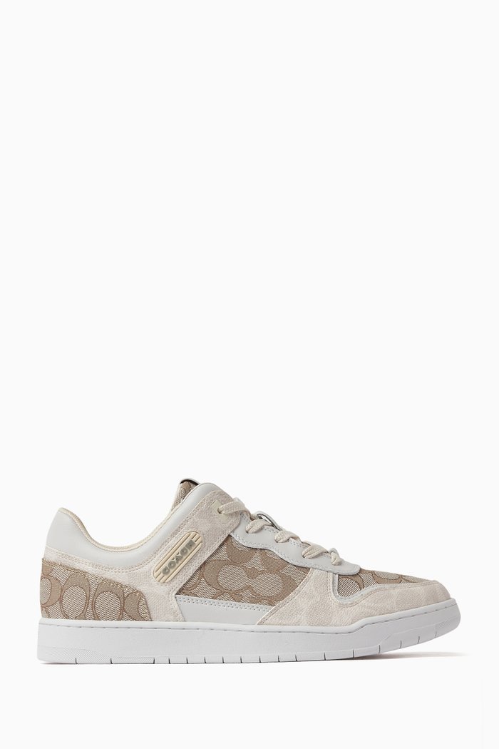 

C201 Low-top Sneakers in Signature Jacquard & Suede, Neutral