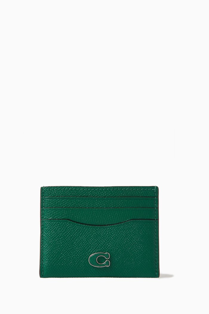 

Card Case in Crossgrain Leather, Green