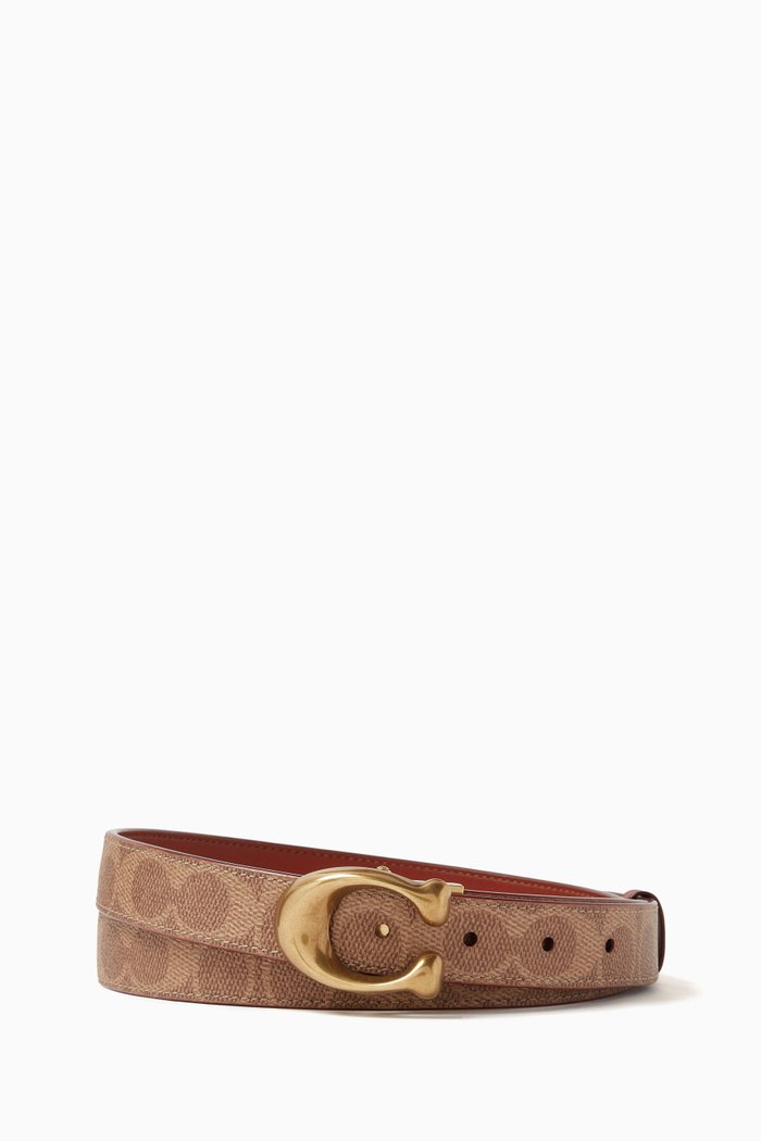 

C Buckle Reversible Belt in Signature Canvas, 25mm, Neutral