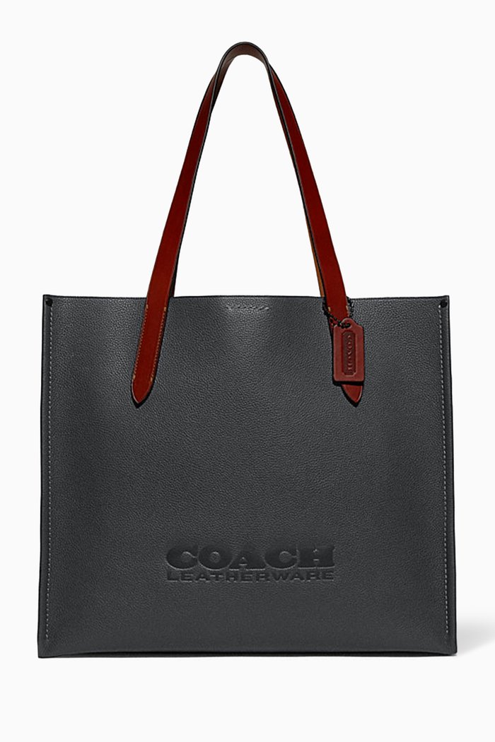 

Relay Tote Bag in Pebbled Leather, Black