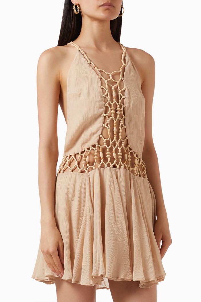 

Carlina Mini Dress in Cupro, Neutral